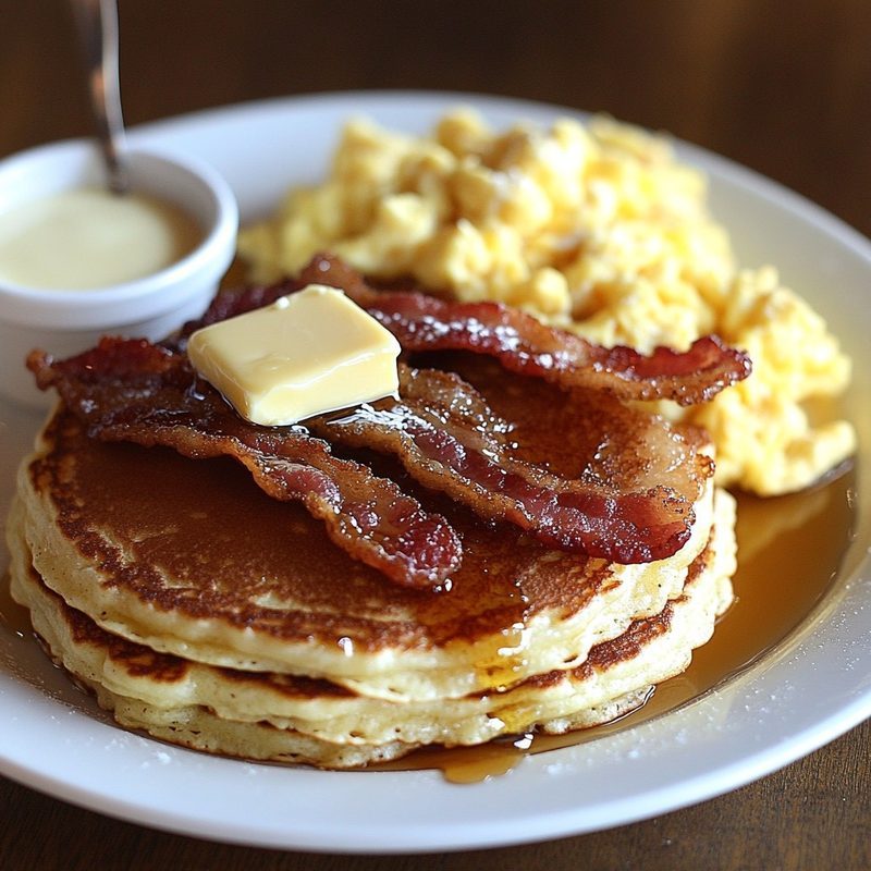 Pancakes with Bacon or Sausage