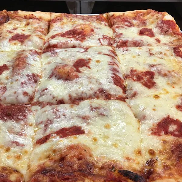 Sicilian square pizza slice